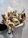 Cappuccino rose bouquet in coffee and blush tones