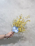 Yellow and blue flower bouquet with airy flowers