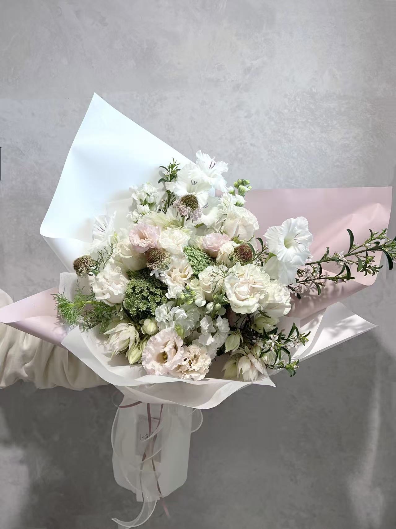 Soft pink and white flower bouquet
